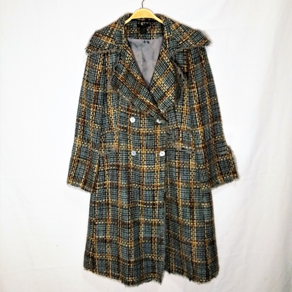 Vintage Double Breasted Textured Tweed Overcoat
